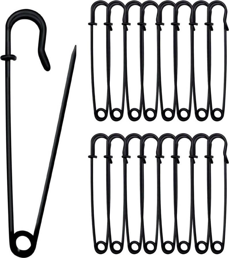 BOTC Extra Grote Veiligheidsspeld 30 stuks Ponchospeld-Sierspeld Sjaalspeld Classic 75mm zwart