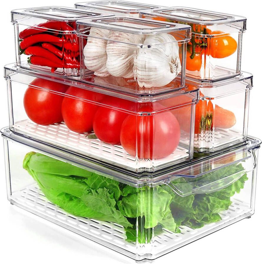 BOTC Koelkast Organizer 7 Stuks Opbergbox Lade Organizer Keuken Organizers Opbergdoos Koelkast Bakjes Transparant