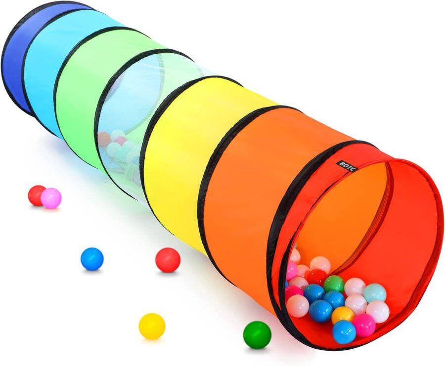 BOTC Kruiptunnel met 25 ballen Speeltunnel voor Kinderen Kruiprol Voor Binnen en Buiten 7 Kleuren