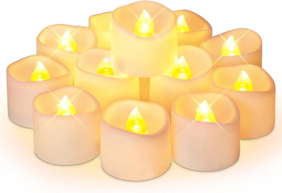 BOTC Led kaarsen set 12 stuks Wax Kaarsen Realistische Led Kaarsen Rustige Vlam Warm Wit Kerstverlichting