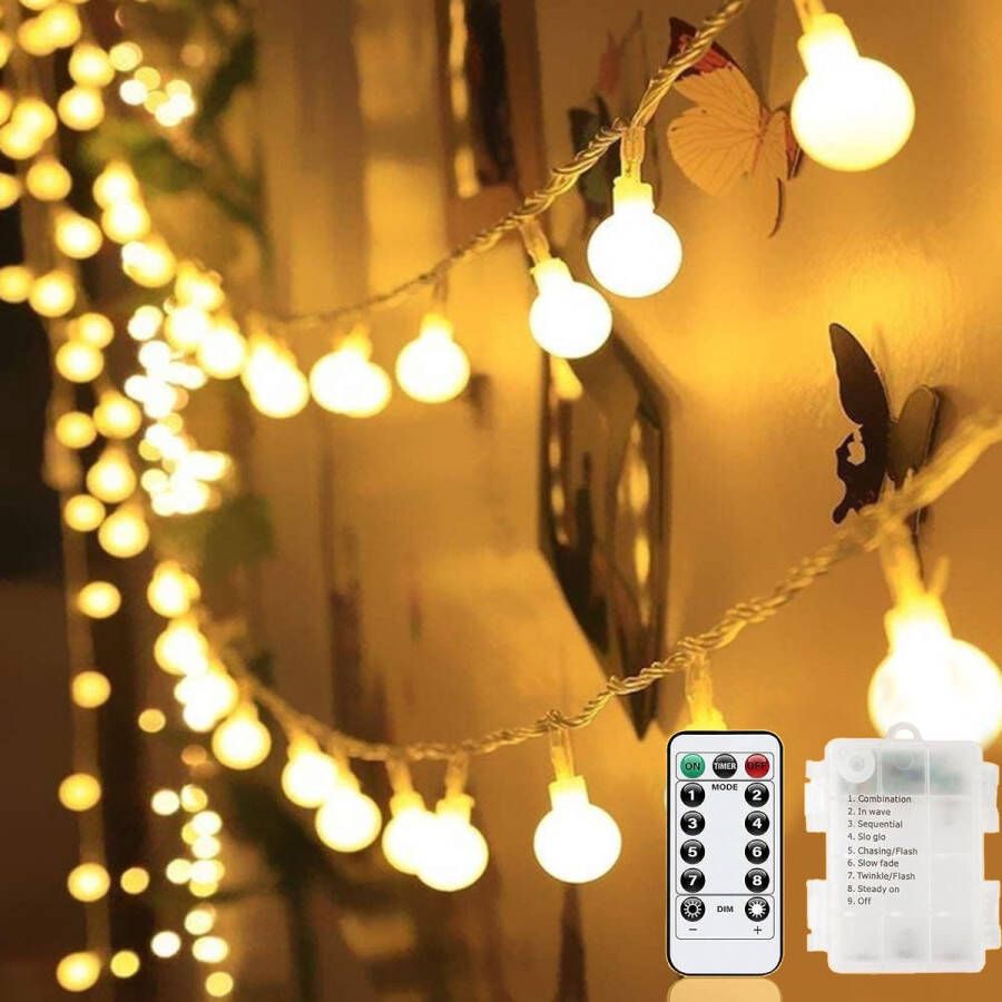 BOTC Lichtsnoer 50 LED 9 Meter – Lichtslinger – Fairy Lights – Lampjes Slinger – Op Batterijen Warm wit licht