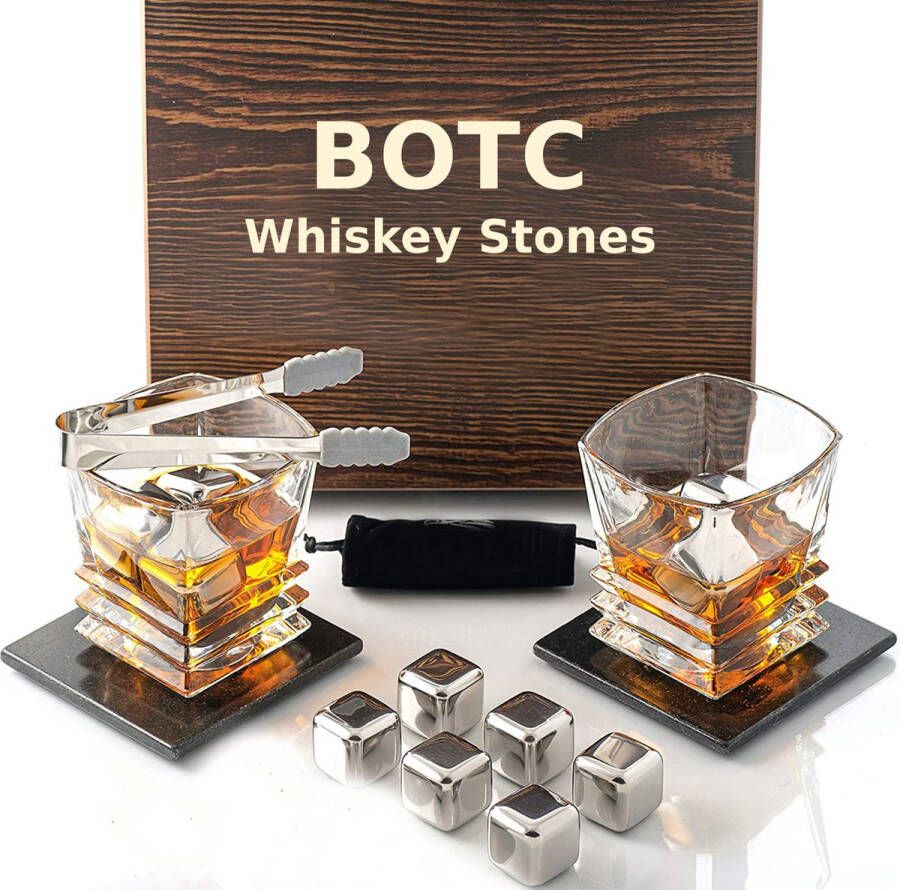 BOTC RVS Whiskey Stones Set 9 delig Whisky Stenen Met Ijs Tang Herbruikbare Ijsblokjes Metalen Ice Cubes Herbruikbaar