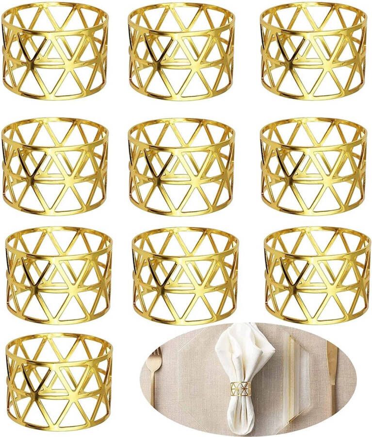 BOTC Servetringen Set van 10 Gouden servetringen Triangle voor Bruiloft Banket Jubileum Feest Verjaardag Festival
