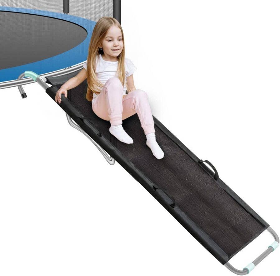 BOTC Trampoline glijbaan voor buiten spelen 160cm Maximaal 75kg Stevig Lichtgewicht Zwart