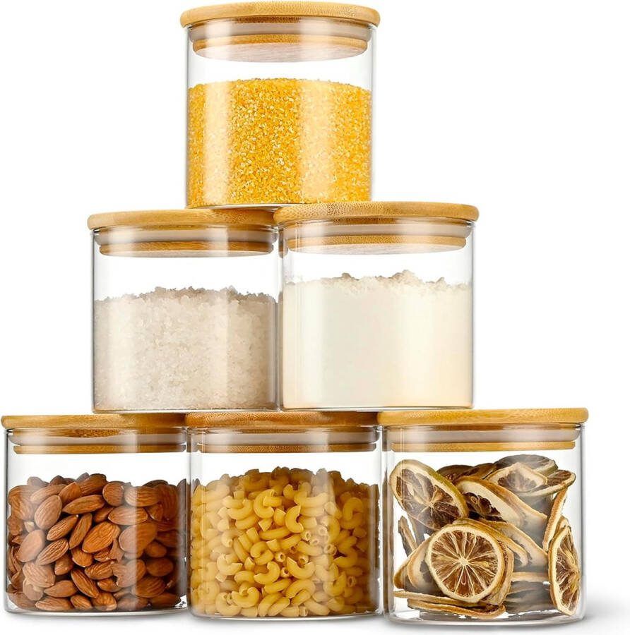 BOTC Voorraadpotten 6 Delige 3.6L Glazen Potjes Met Deksel BPA vrij Snoeppot