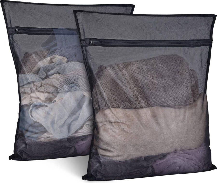 BOTC Waszakken 60x90cm Waszak Groot 1 Set van 2 Bescherm je Wasgoed en Wasmachine Zwart