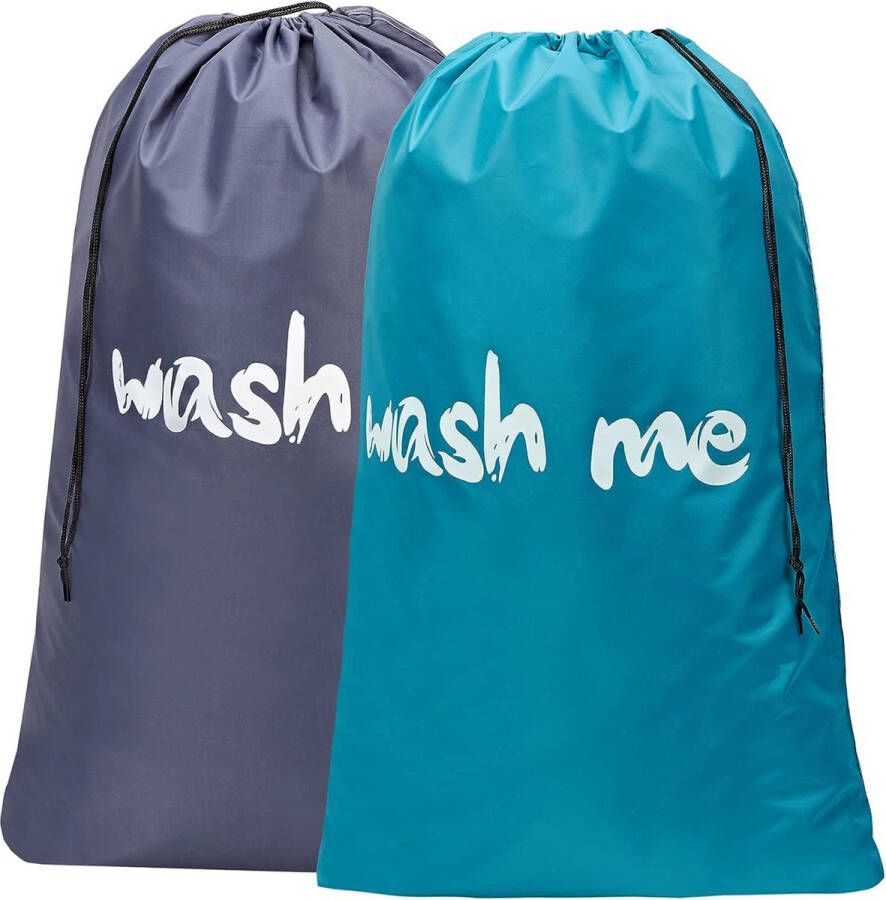 BOTC Waszakken 66-92cm tot 120L 420D Nylon Wasnetten Bescherm je Wasgoed en Wasmachine Blauw