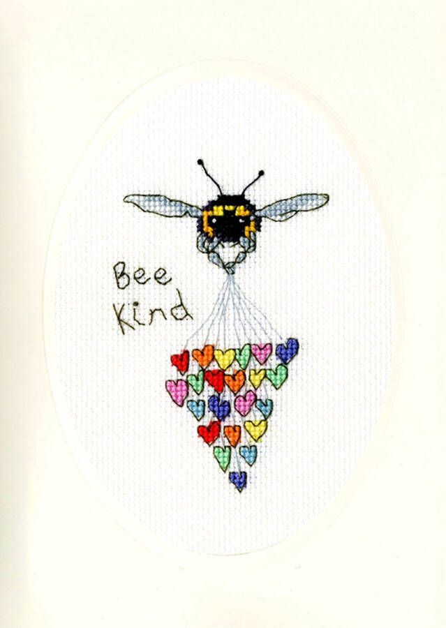 Bothy Threads Borduurpakket voor kaart BEE KIND inclusief envelop en passepartout