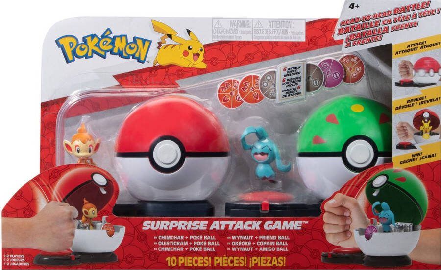 BOTI Surprise Attack Game Speelset Chimchar Poke Ball Vs Wynaut Friend Ball