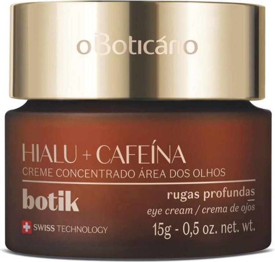 Boticário Botik Hialu + Cafeïne Geconcentreerde oogcrème hyaluronzuur + cafeïne 15 gram voor diepe rimpels