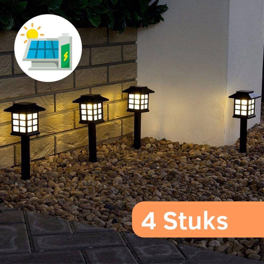 BotsBats Tuinverlichting Op Zonne Energie – 4 stuks – Automatische Tuinlantaarns – Solar Buiten verlichting