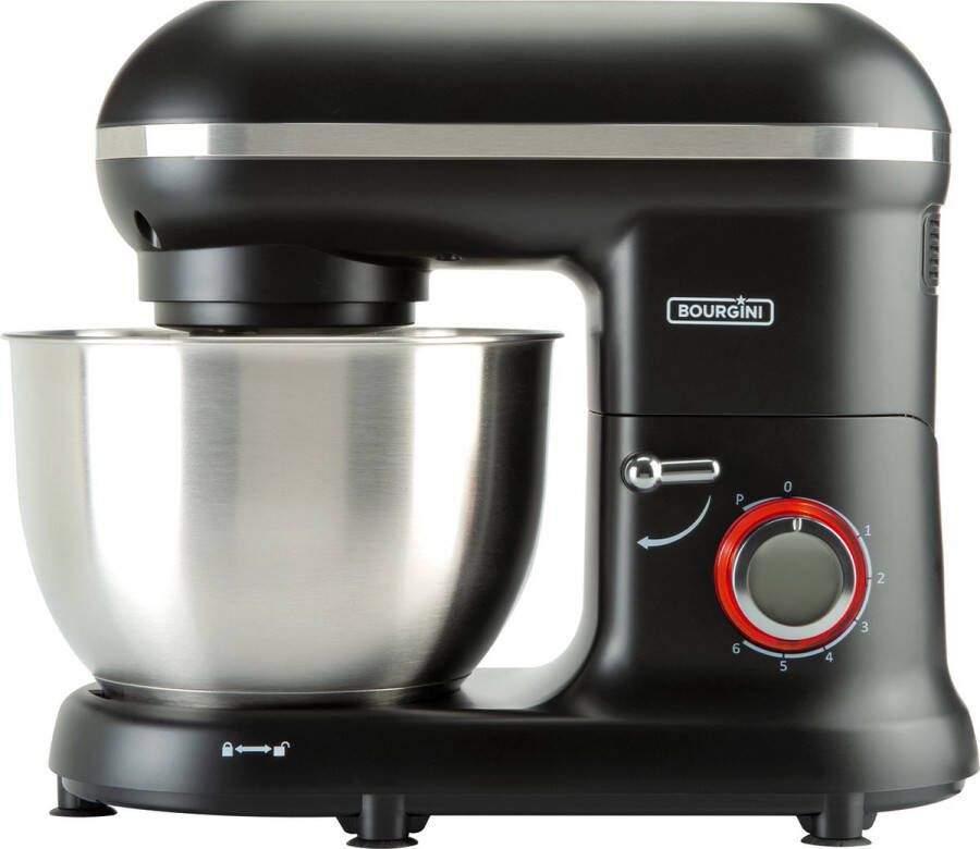 Bourgini Classic Kitchen Chef Keukenmachine 4.5L Mengkom Keukenmixer Keukenrobot 1300W- Zwart