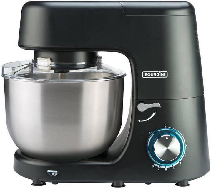 Bourgini Classic Kitchen Chef XL Keukenmachine 6L Mengkom 1500W Zwart Keukenmixer Keukenrobot