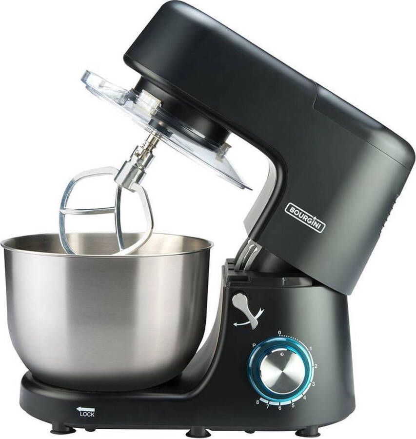 Bourgini Classic Kitchen Chef XL Keukenmachine 6L Mengkom 1500W Zwart Keukenmixer Keukenrobot