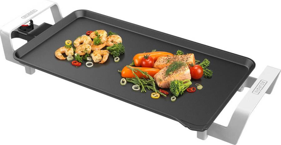 Bourgini Multiplate Pure Grill apparaat 46 x 26 cm Regelbare thermostaat Bakplaat elektrisch 2500 W Anti-aanbak laag Zwart