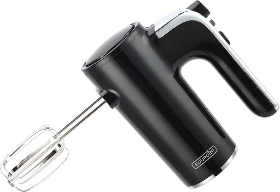 Bourgini Retro Handmixer 5 snelheden en turbofunctie RVS deeghaken en gardes Zwart