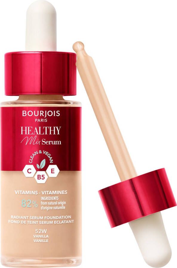 BOURJOIS Paris Bourjois Healthy Mix 52 Vanilla Serum Foundation laat de huid onmiddellijk stralen hydrateert tot 24 uur lang vegan formule dauwachtige finish houdt de hele dag lang 30 ml