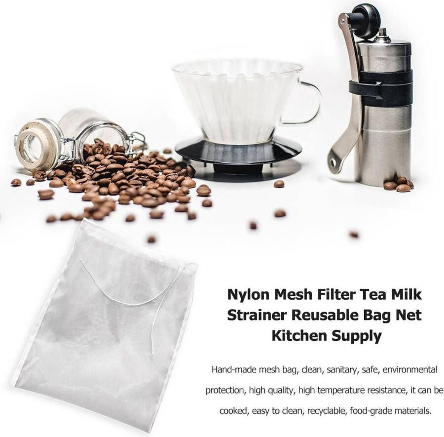 Boutique house Mesh Nylon Filterzak Herbruikbare Thee Wijn Soja Melk Voedsel Zeef Keuken Benodigdheden