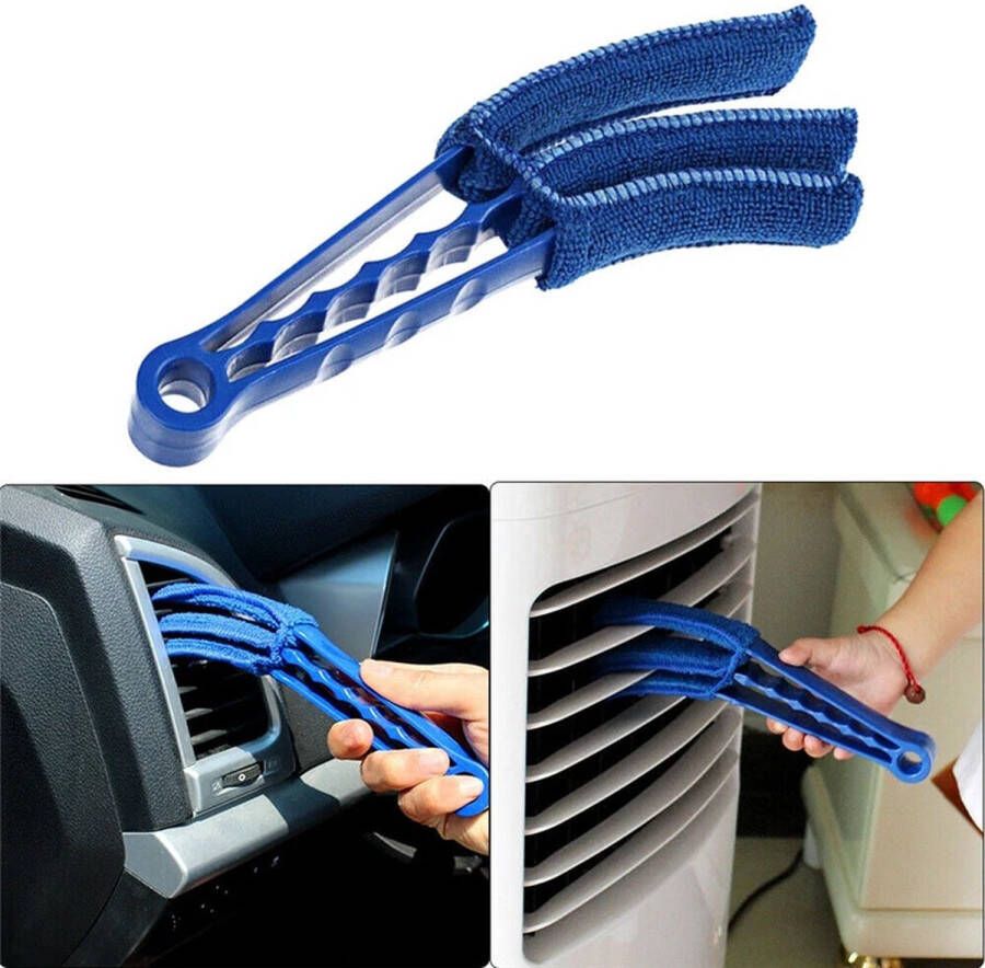 Boutique winkel 1Pcs Microfiber Car Auto Airconditioner Vent Outlet Borstel Thuis Venster -Schaduw Sluiter Blind Louvre Cleaner Duster- Blauw