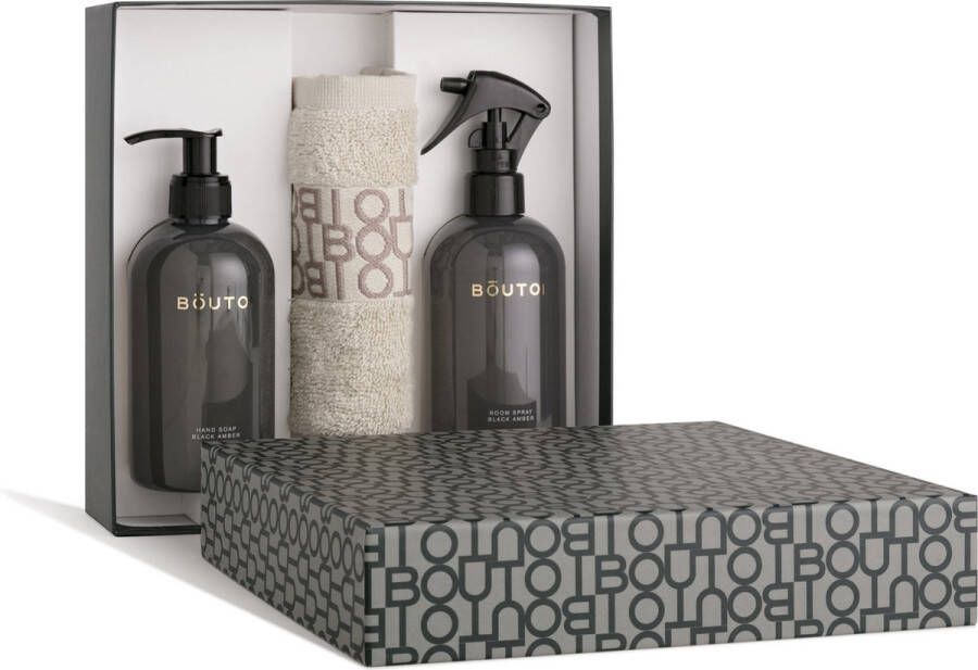 Boutoi Giftset Harmony Black Amber Luxe Cadeauset Inclusief: Handzeep Roomspray & Handdoek