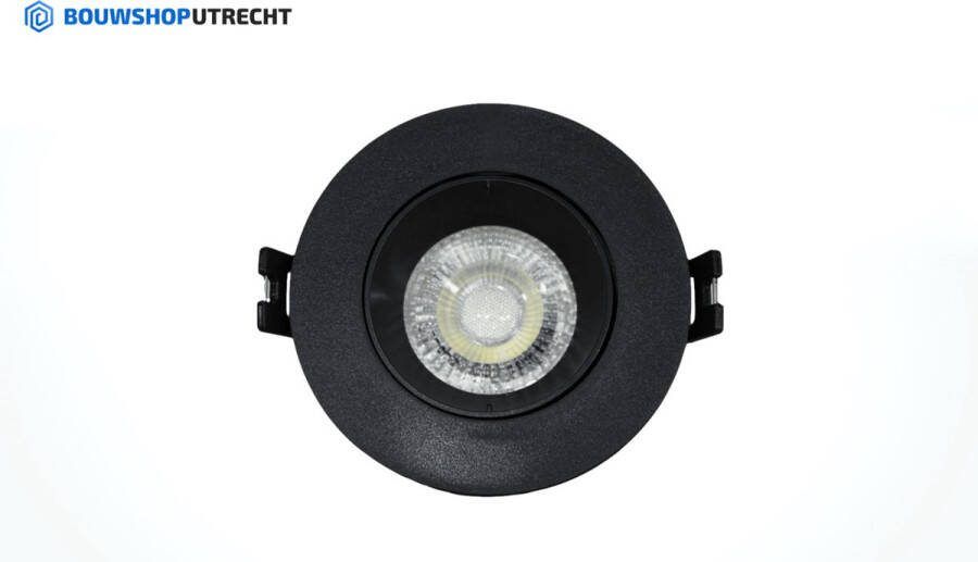 Bouwshop Utrecht Dimbare Inbouwspot Zwart Kantelbaar Diepe Behuizing 4000K IP20 voor binnen Vervangbare GU10 lichtbron 6 Watt