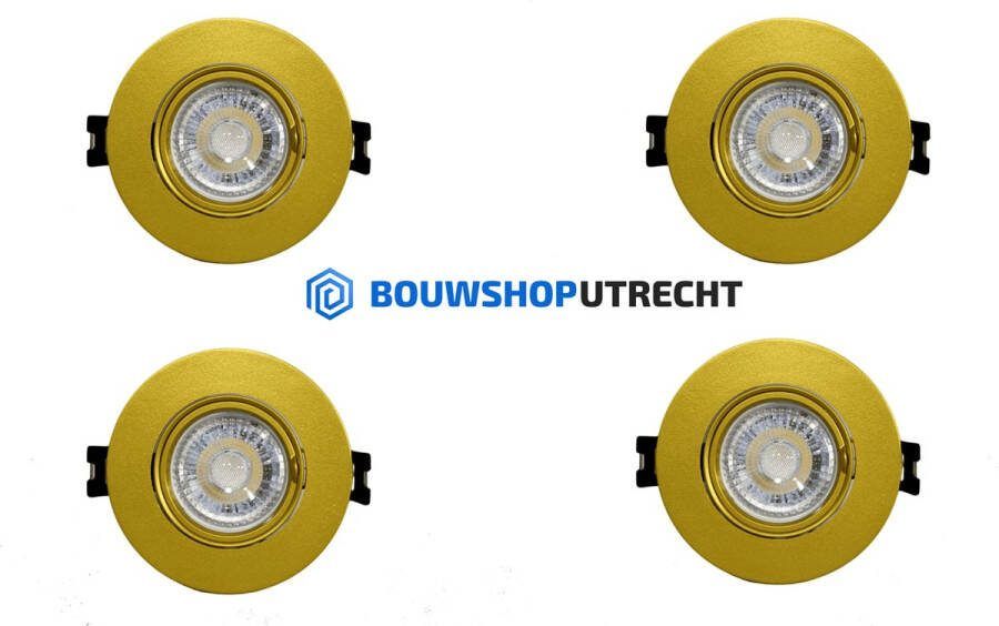 Bouwshoputrecht Bouwshop Utrecht Dimbare Inbouwspot Goud Kantelbaar Platte Behuizing 4000K IP20 voor binnen Vervangbare GU10 lichtbron 6 Watt