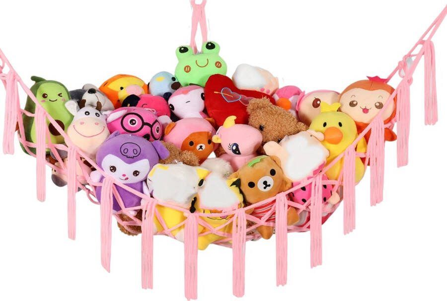 Bovista Knuffel Net Hangmat Speelgoed Opbergsysteem Hangmat Voor Knuffels Organizer Roze