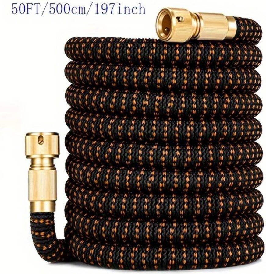 Bovista Tuinslang Flexibel Tuinslangen Haspel Spuitpistool 15 Meter Bruin