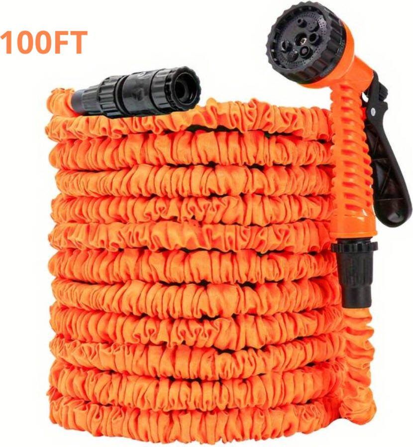 Bovista Tuinslang Flexibel Tuinslangen Haspel Spuitpistool 30 Meter Oranje