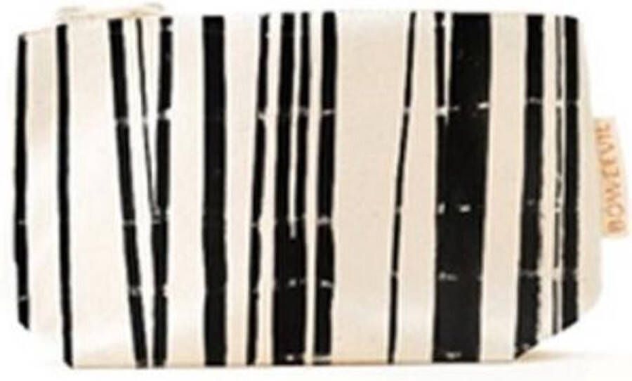 Boweevil Bo Weevil – Make-up tasje – Wrapping Stripes dessin – Ecru-Zwart – Biologisch katoen