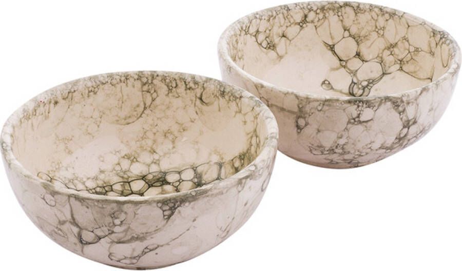 Bowls and Dishes Espuma Aardewerk Schaaltje Kommetje Tapasschaaltje Klein Schaaltje Servies Schaaltje Woonaccessoire 2 Stuks Ø 11 cm Groen set 2 pcs