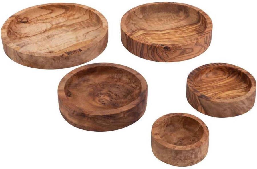 Bowls and Dishes Pure Olive Wood olijfhouten Schalenset laag Ø 6-8-10-12-14 cm Sinterklaas tip!