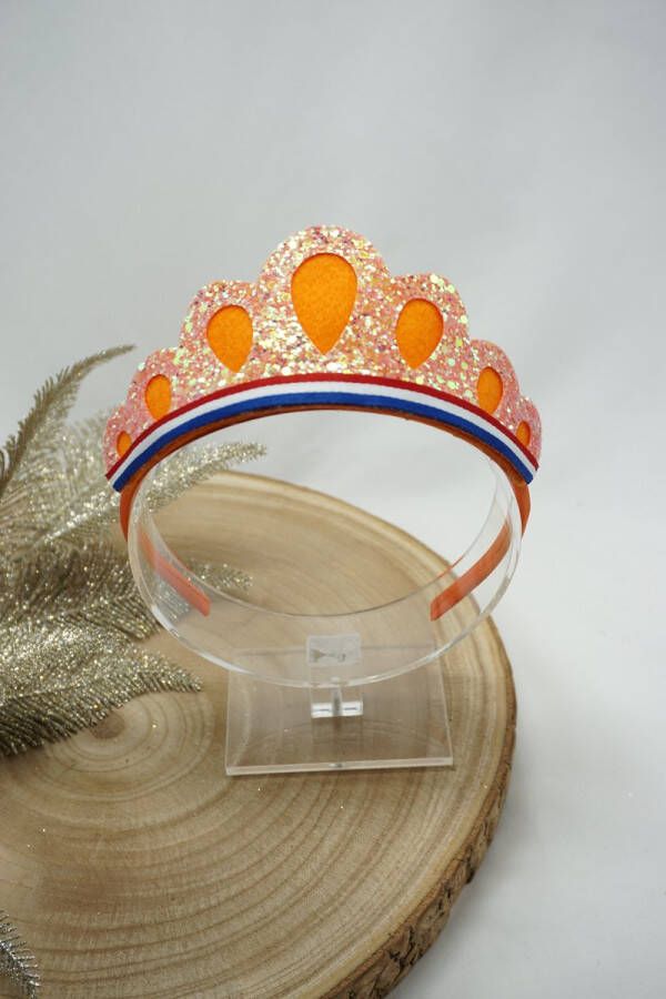 Bows and Flowers Haarband Koningsdag Tiara Oranje NLvlag Glitter Haarstrik