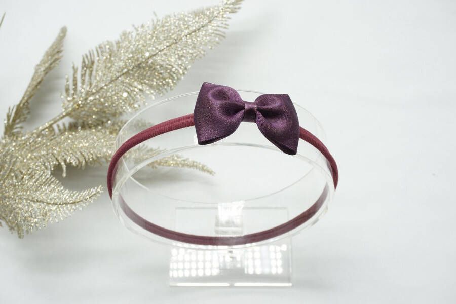 Bows and Flowers Haarband Nylon met baby strik Amethyst 473 Haarstrik – Kerst strik Glitter haarstrik