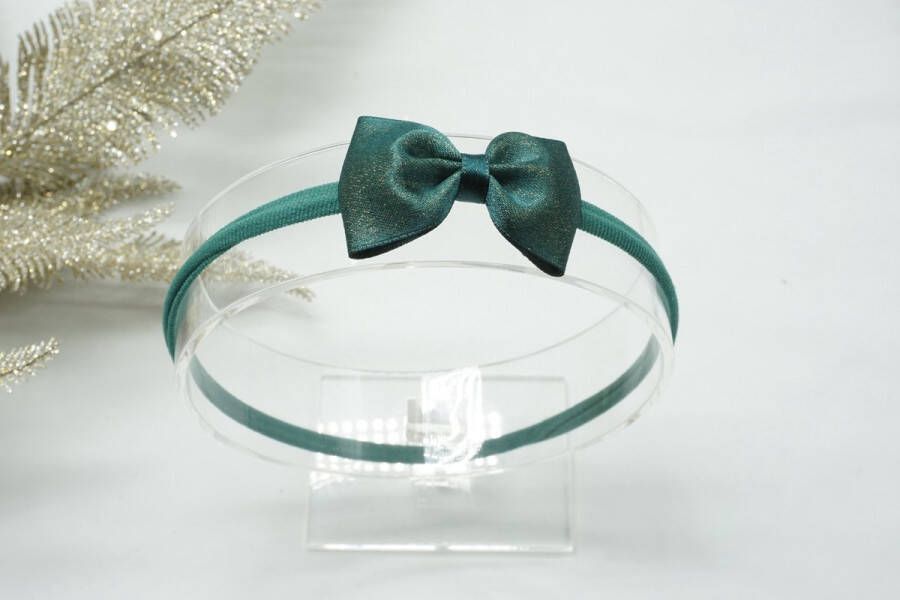 Bows and Flowers Haarband Nylon met baby strik Groen 593 Haarstrik – Kerst strik Glitter haarstrik