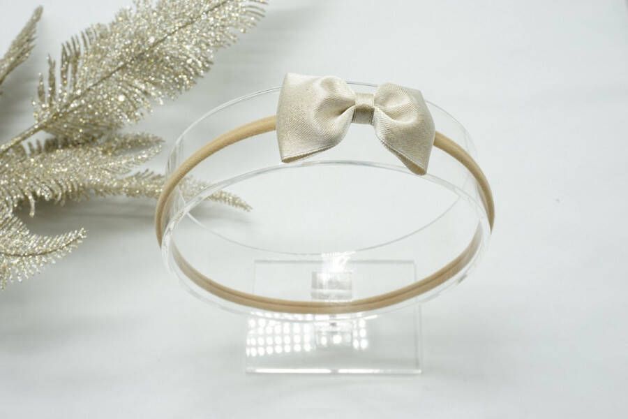 Bows and Flowers Haarband Nylon met baby strik Wit 029 Haarstrik – Kerst strik Glitter haarstrik