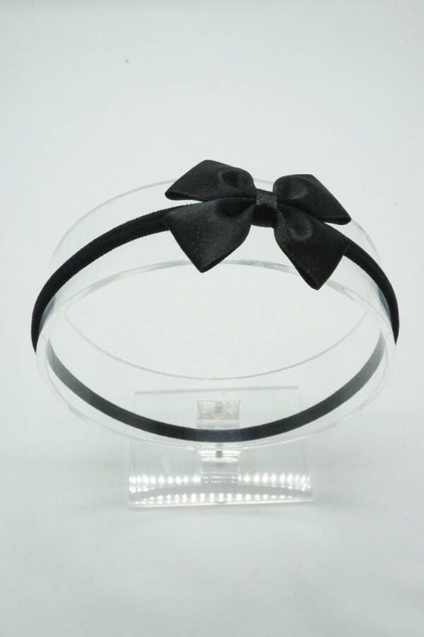 Bows and Flowers Haarband Nylon met satijn regular mini baby strik Zwart Haarstrik – Babyshower Glitter haarstrik