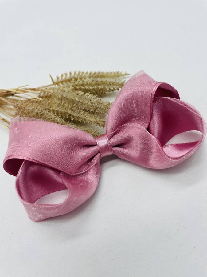 Bows and Flowers Organza XL haarstrik Kleur Bleek roze Haarstrik Glanzende haarstrik