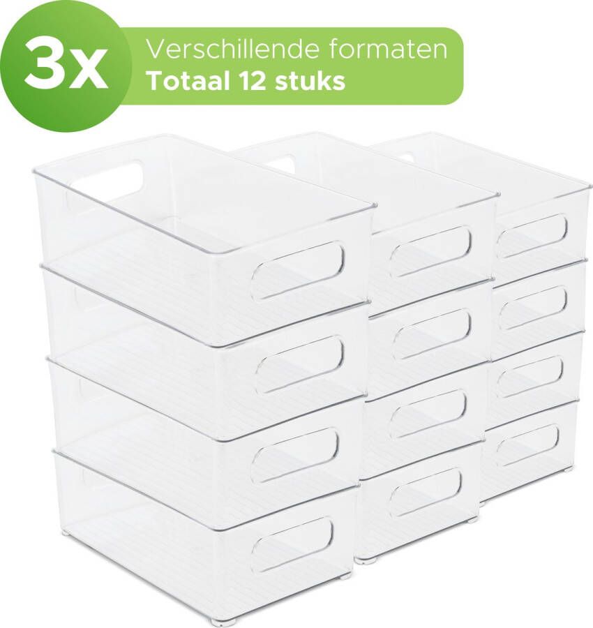 Box me 12 stuks Koelkast organizer Gootsteenkast Keukenkast Plastic bakjes