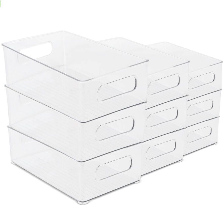 Box me 9 stuks Koelkast organizer Gootsteenkast Keukenkast Plastic bakjes