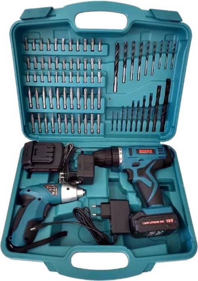 Boxer Tools BOXER Professionele Accuboormachine set Accu boormachine + schroevendraaier BX-173