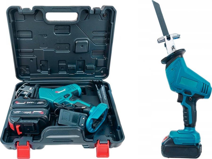 Boxer Tools Reciprozaag Houtzaag Ijzerzaag incl 2 accu's 24V + 4 Zaagbladen