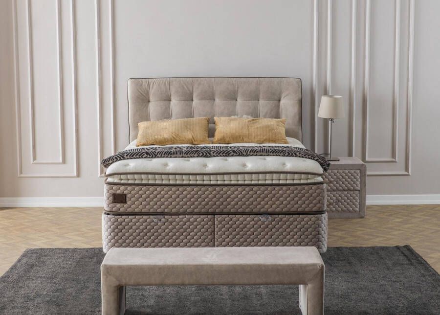 Boxspring Maison Interiors® Luxe Monte Carlo met Opbergruimte – Bed 180 x 200 cm – Soft Beige