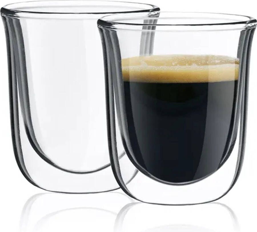 Boysan Dubbelwandige glazen 70 ml 10 stuks Koffieglazen Drinkglas Theeglazen Espresso glazen Drinkglazen