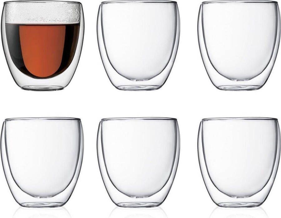 Boysan Theeglazen Dubbelwandige glazen 150 ml 8 stuks Koffieglazen Theeglas Cappuccino glazen Latte macchiato glazen