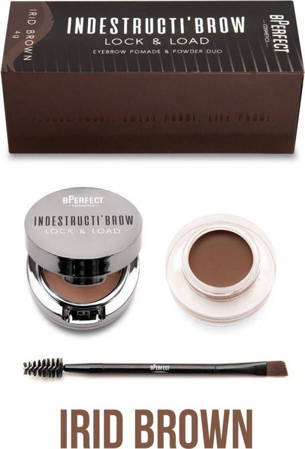 BPerfect Cosmetics Indestructi Brow Lock & Load Eyebrow Pomade & Powder Duo Irid Brown Irid Brown