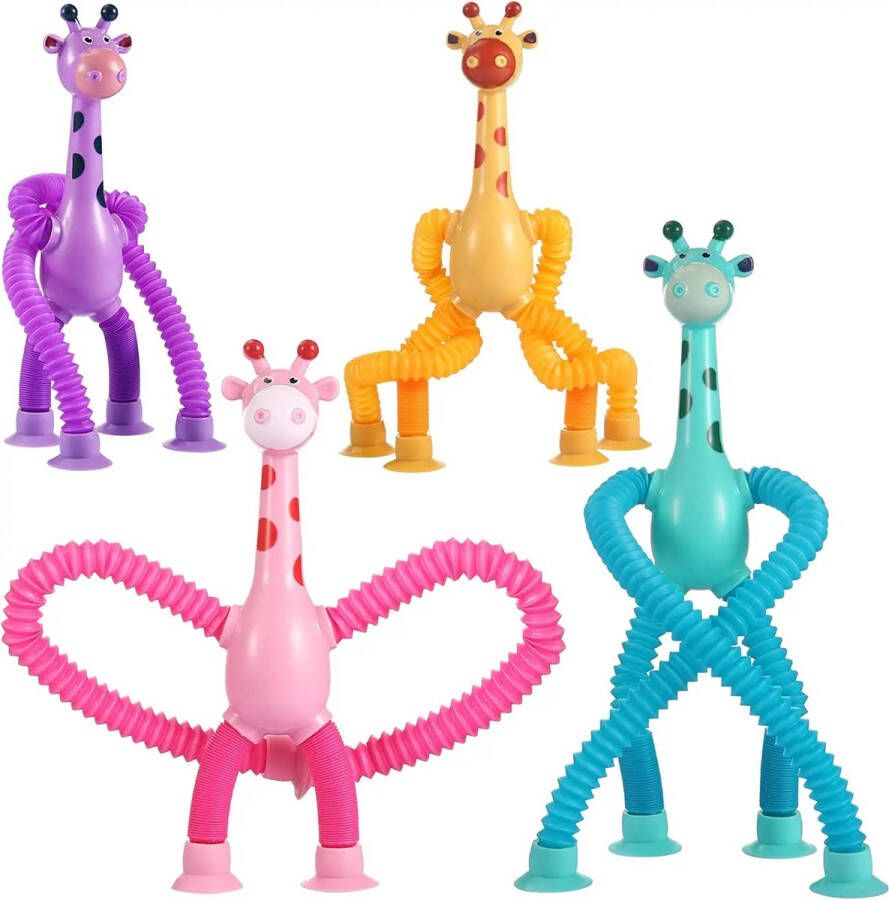 BPgoods Telescopische zuignap giraffe Educatief speelgoed set van 4 stuks