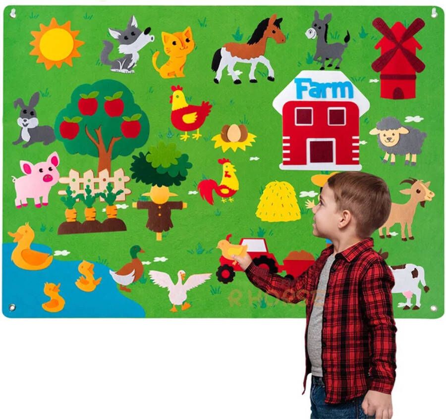 BPgoods Viltbord Boerderij Voor kinderen Speelbord Educatief speelgoed 38 delig Thema Boerderij Kids Felt Board Montessori Farm
