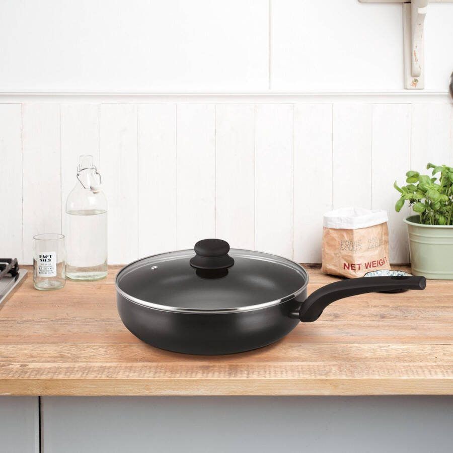 Brabantia antikleef hapjespan met deksel 28cm Sauté pan