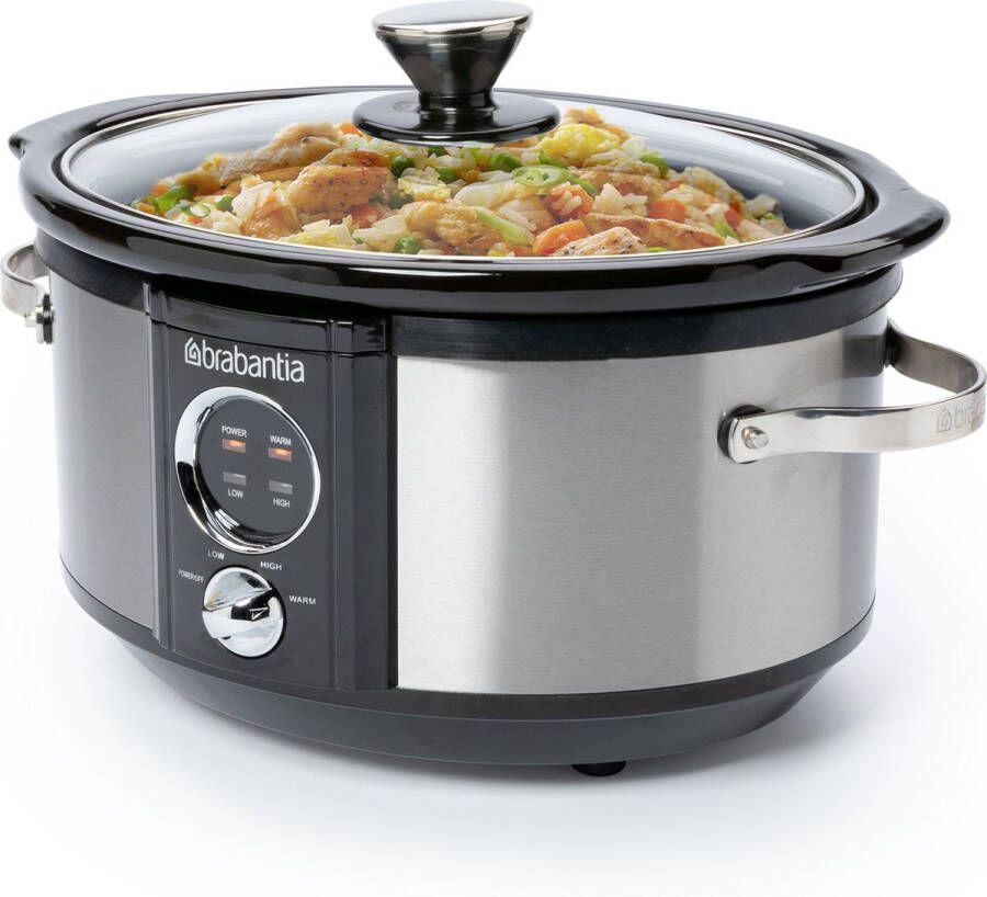 Brabantia BBEK1081 Slowcooker 3.5 Liter 180 Watt Warmhoudfunctie Keramische binnenpan